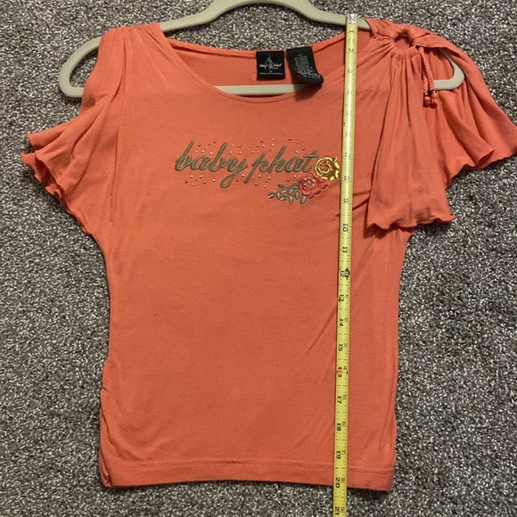 Vintage Baby Phat embroidered “melon orange” T-shirt with gold & copper beads. - Picture 10 of 12